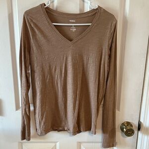 Sonoma Women's Tan Long Sleeve V-Neck Tee
